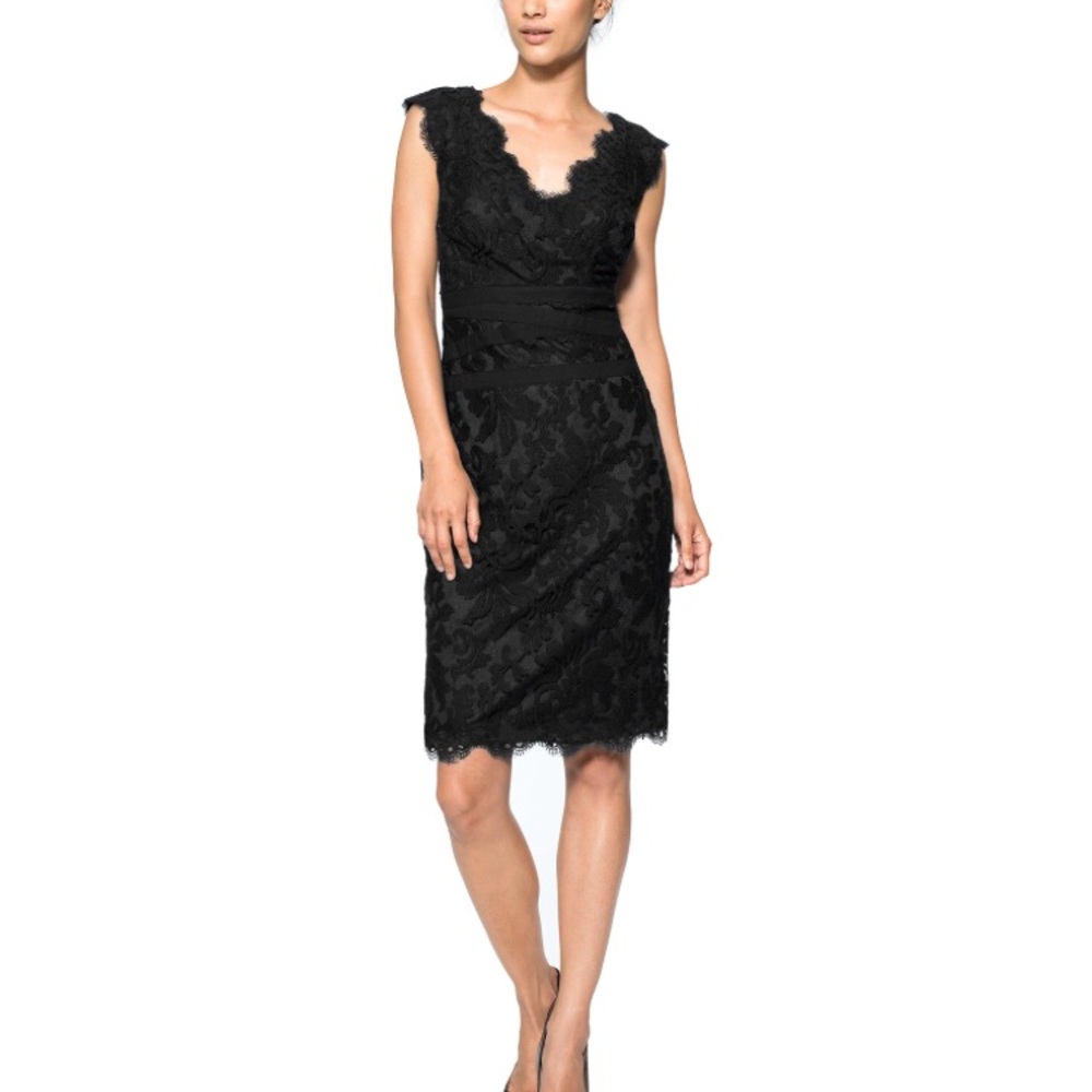Tadashi EMBROIDERED LACE V-NECK DRESS size 4